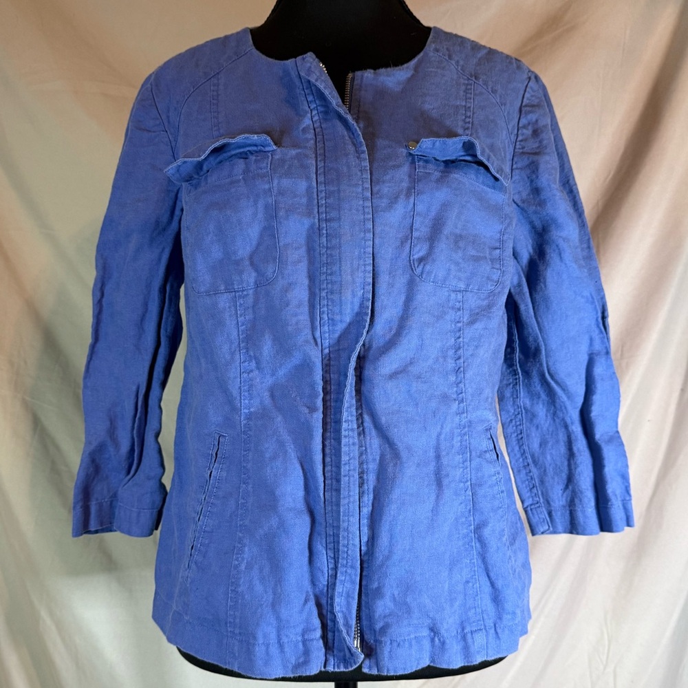 Chico’s 100% Linen Blue Full Zip Jacket 💙✨